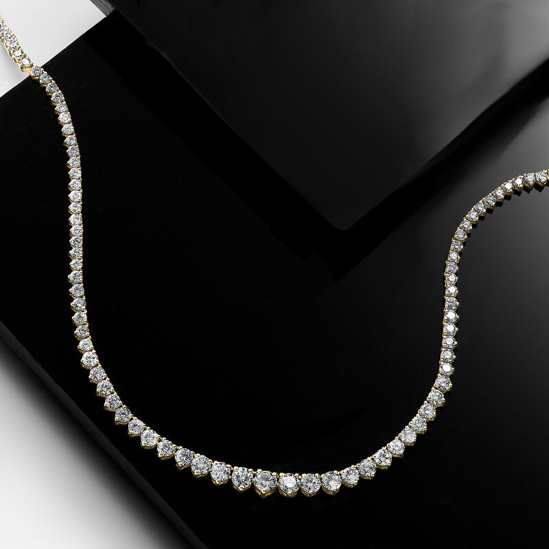 5.00 ct. t.w. Graduated Lab-Grown Diamond Tennis Necklace in 14kt Yellow Gold image number 2
