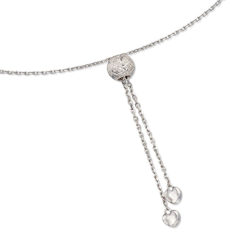 Sterling Silver Curved Bar Bolo Necklace with Diamond Accents image number 2