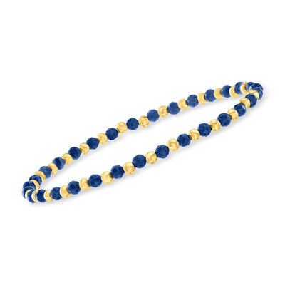 6.00 ct. t.w. Sapphire and 10kt Yellow Gold Bead Stretch Bracelet