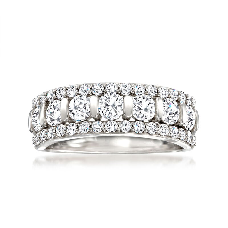 1.50 ct. t.w. Diamond Three-Row Ring in 14kt White Gold. Size 6 image number 0