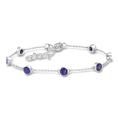 2.50 ct. t.w. Sapphire Station Bracelet in Sterling Silver