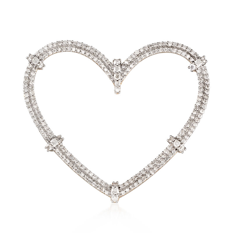 1.00 ct. t.w. Diamond Heart Pin in 18kt Gold Over Sterling image number 0