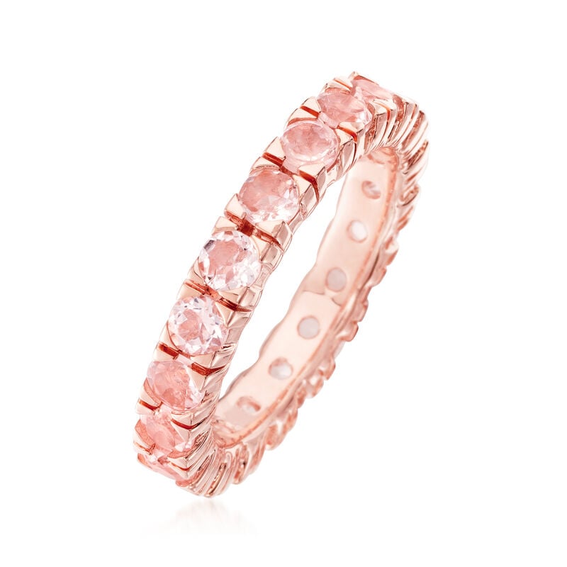 1.80 ct. t.w. Morganite Eternity Band in 18kt Rose Gold Over Sterling image number 2