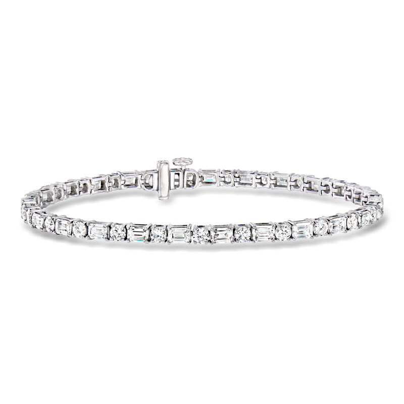 7.00 ct. t.w. Round and Emerald-Cut Lab-Grown Diamond Tennis Bracelet in 14kt White Gold image number 0