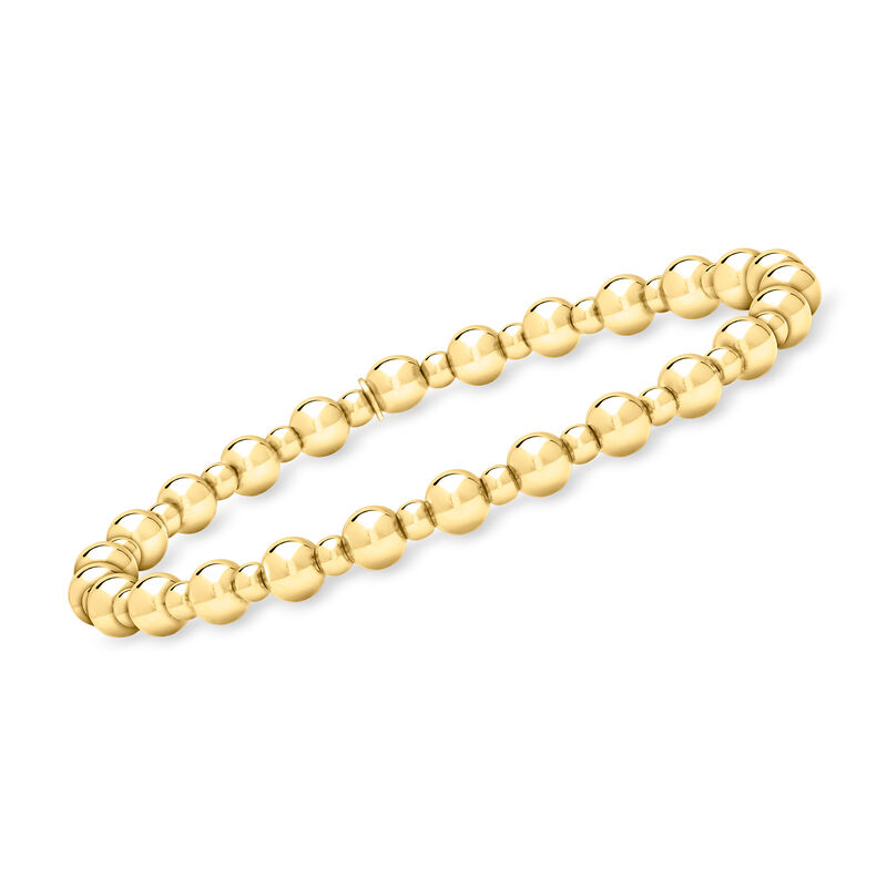 Italian 3-5mm 18kt Gold Vermeil Bead Stretch Bracelet. 7&quot; image number 0