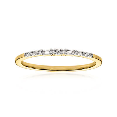 Round and Baguette Diamond Ring in 18kt Gold Over Sterling
