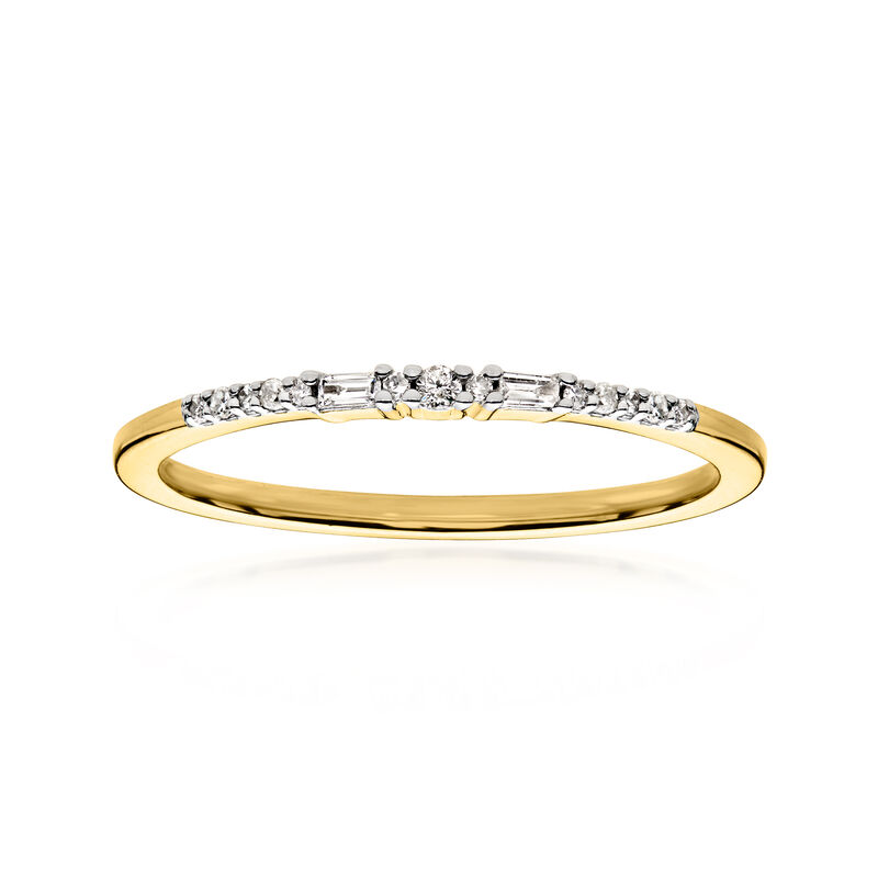 Round and Baguette Diamond Ring in 18kt Gold Over Sterling image number 0