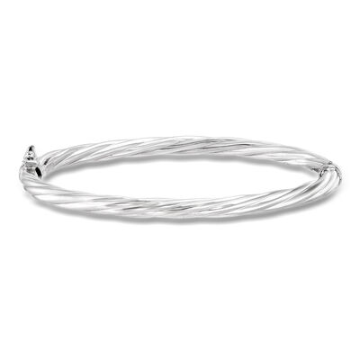 Italian 4mm Sterling Silver Twisted Bangle Bracelet