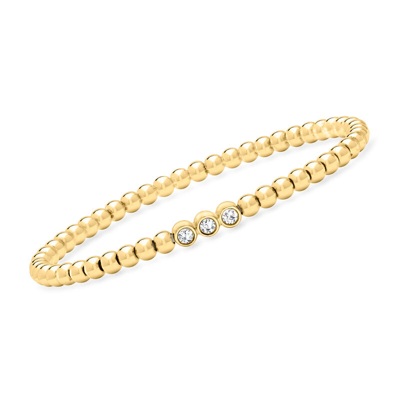 .25 ct. t.w. Lab-Grown Diamond and 4mm 18kt Gold Vermeil Bead Stretch Bracelet image number 0