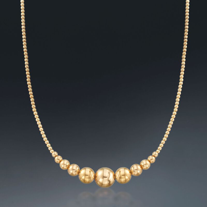 2-10mm 14kt Yellow Gold Graduated Bead Necklace image number 2