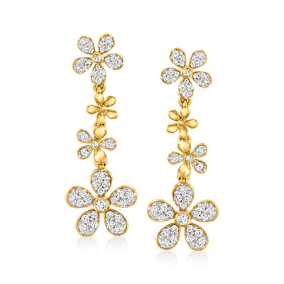 .50 ct. t.w. Diamond Daisy Drop Earrings in 18kt Gold Over Sterling
