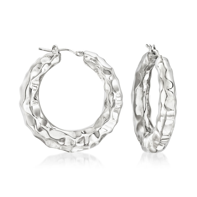 Italian Sterling Silver Hoop Earrings image number 0