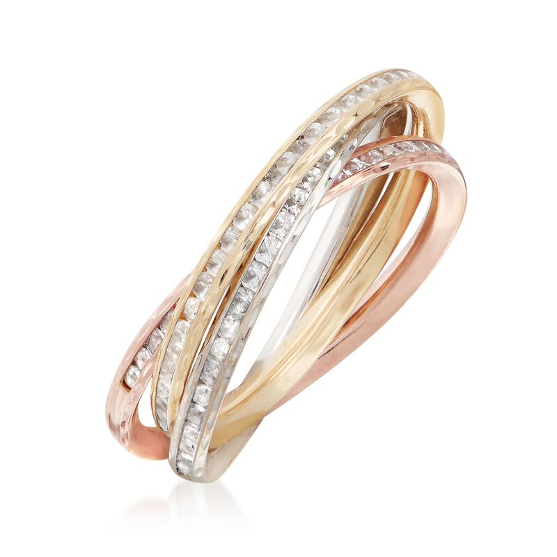 2.10 ct. t.w. CZ Rolling Ring in 14kt Tri-Colored Gold image number 2