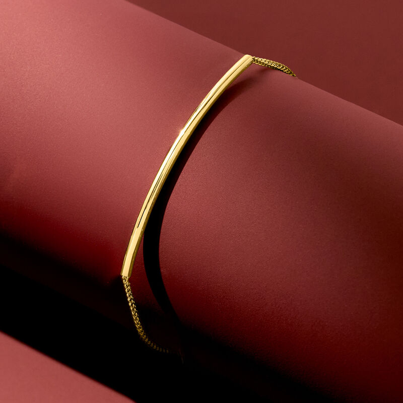 14kt Yellow Gold Round Bar Bolo Bracelet image number 2