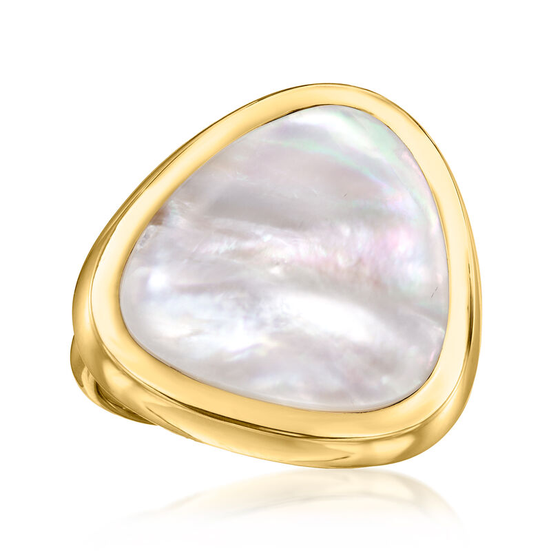 Triangular Mother-of-Pearl Ring in 18kt Gold Over Sterling image number 0