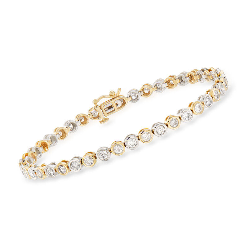 Bezel-Set 3.00 ct. t.w. Diamond Tennis Bracelet in 14kt Two-Tone Gold image number 0