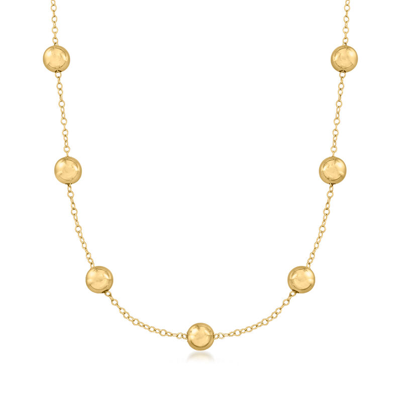 14kt Yellow Gold Bead Station Necklace image number 0