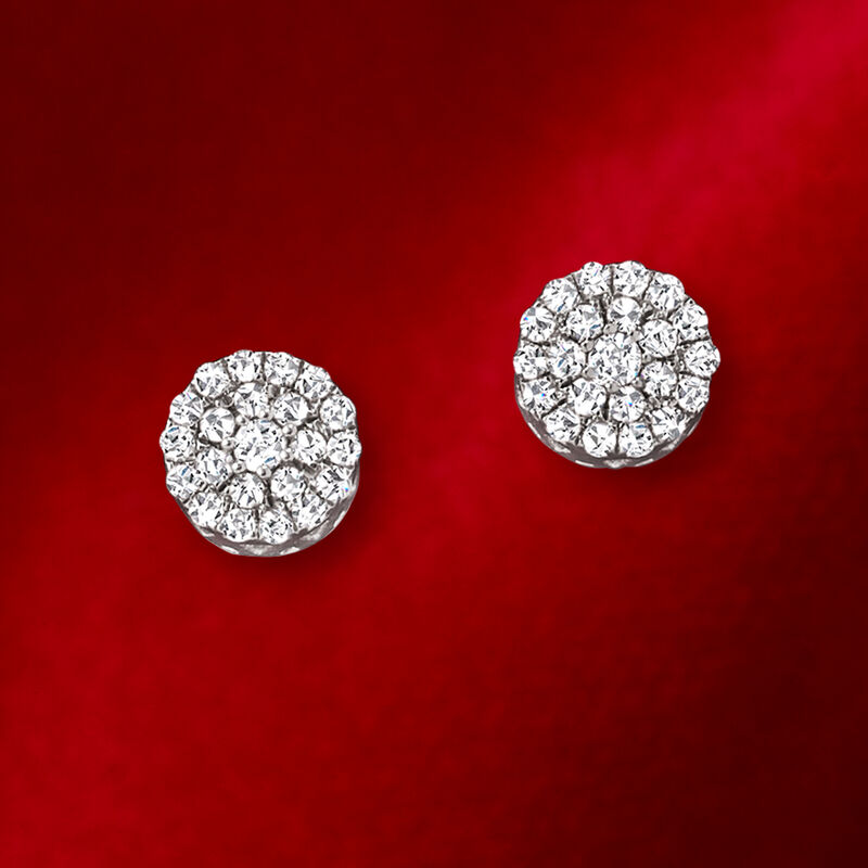 .25 ct. t.w. Diamond Cluster Earrings in Sterling Silver image number 2