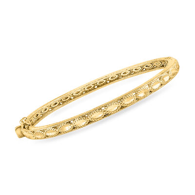 18kt Gold Over Sterling Marquise Pattern Bangle Bracelet