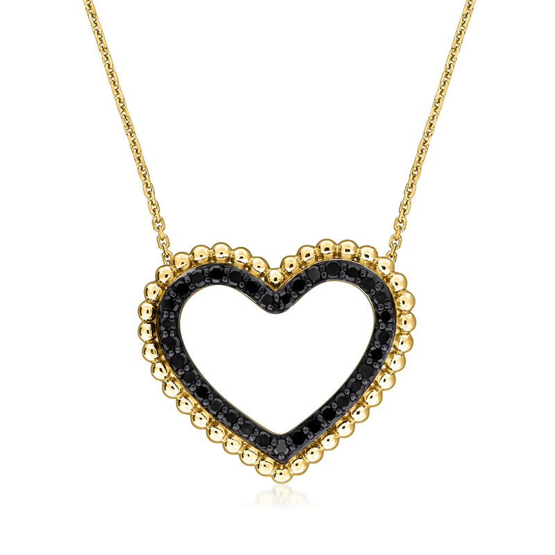 .50 ct. t.w. Black Diamond Heart Necklace in 14kt Yellow Gold. 17" image number 0