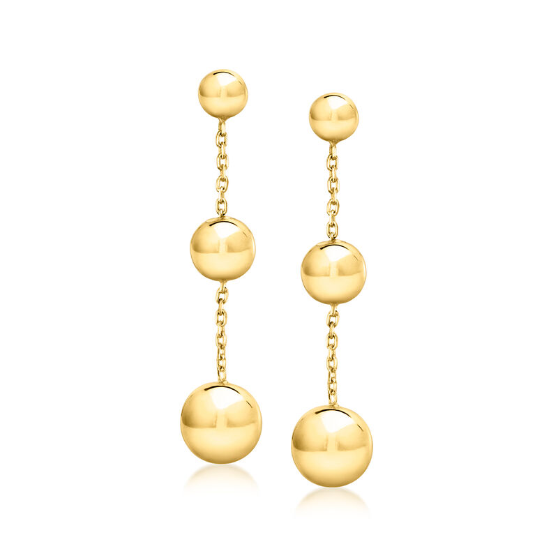 Italian 18kt Gold Over Sterling Beaded Cable-Chain Drop Earrings image number 0