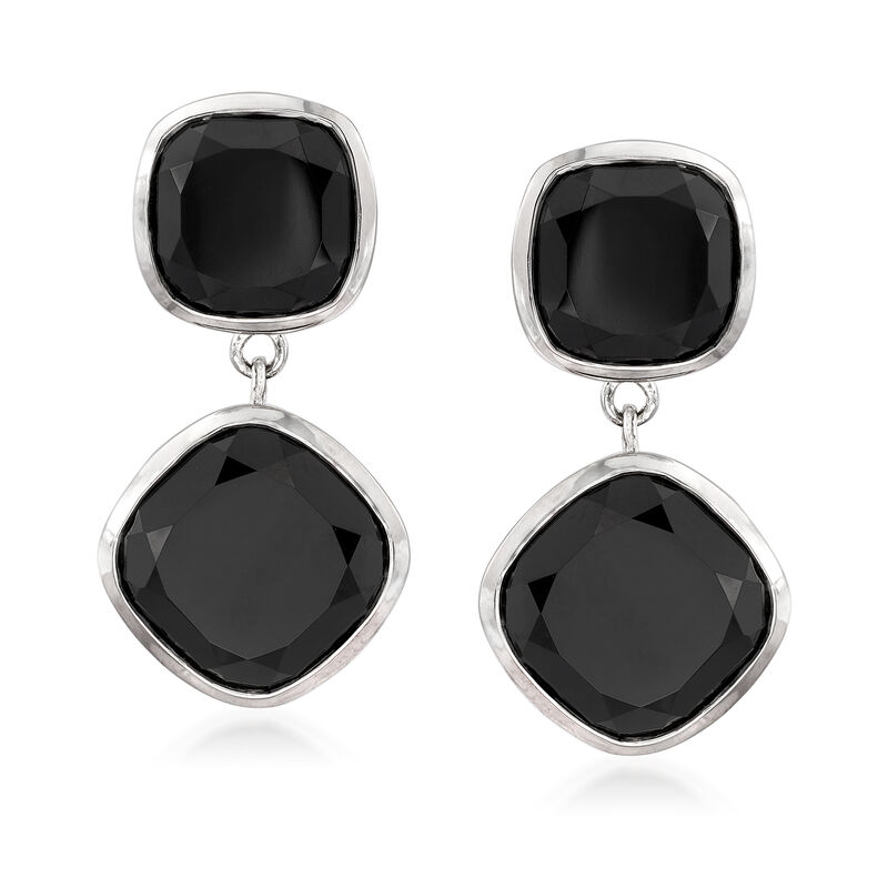 19.00 ct. t.w. Black Spinel Drop Earrings in Sterling Silver image number 0