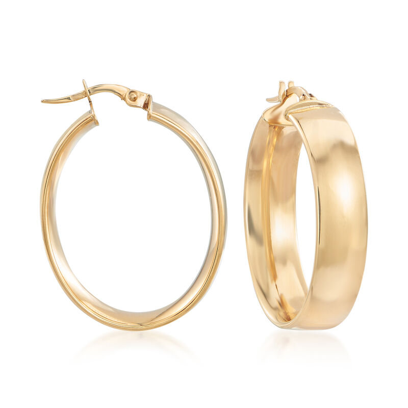 Italian Wide Oval Hoop Earrings in 14kt Yellow Gold image number 0