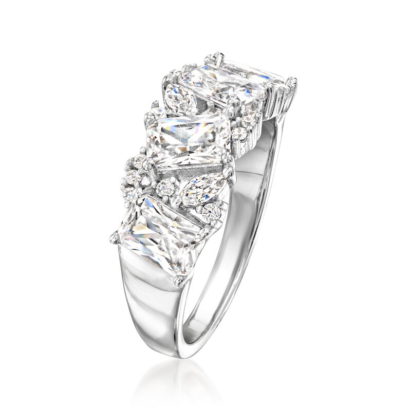 2.60 ct. t.w. Multi-Shaped CZ Cluster Ring in Sterling Silver image number 2