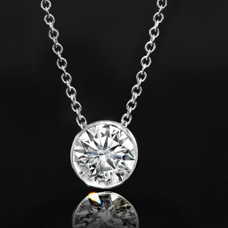 1.00 Carat Bezel-Set Lab-Grown Diamond Necklace in 14kt White Gold image number 2