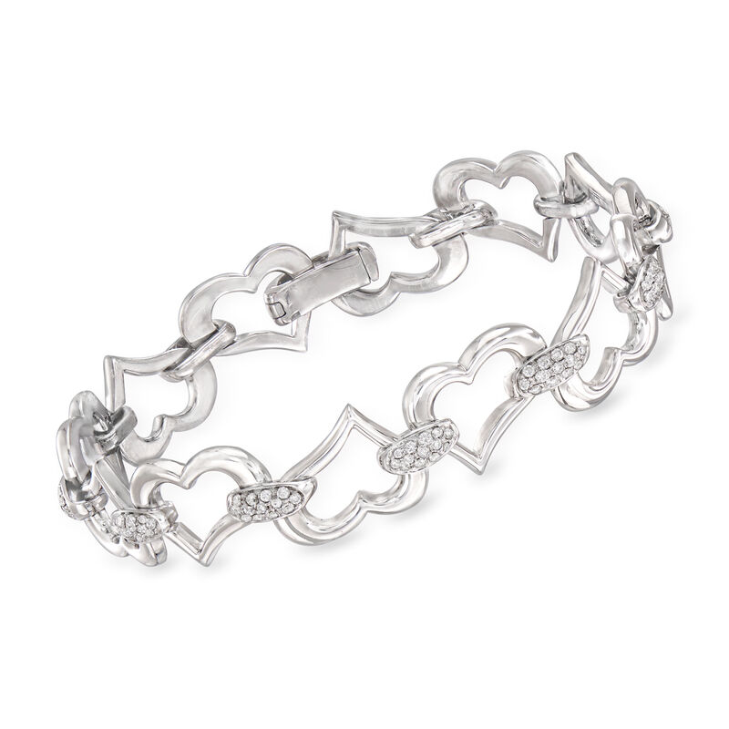 C. 1990 Vintage Piaget 1.50 ct. t.w. Diamond Heart Bracelet in 18kt White Gold. 7&quot; image number 0