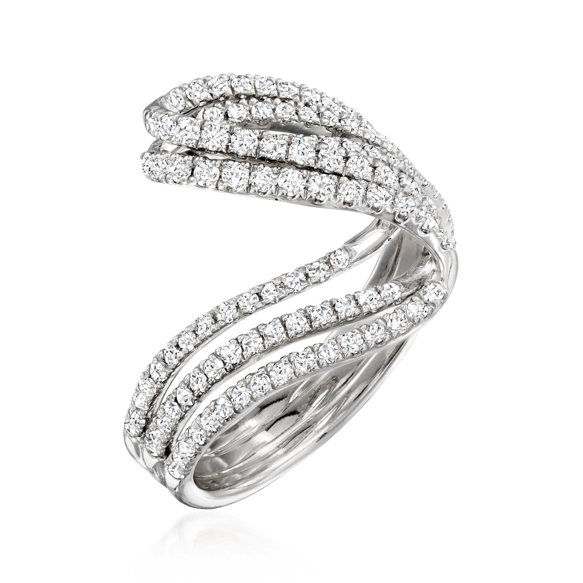 .75 ct. t.w. Diamond Three-Row Wave Ring in Sterling Silver