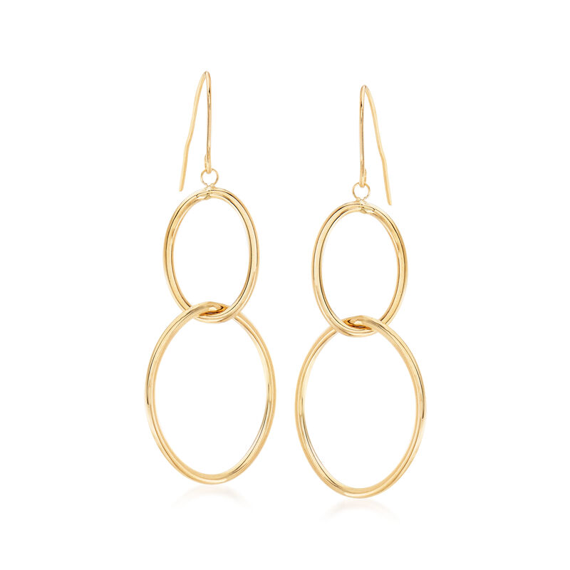 Italian 14kt Yellow Gold Double-Oval Drop Earrings image number 0