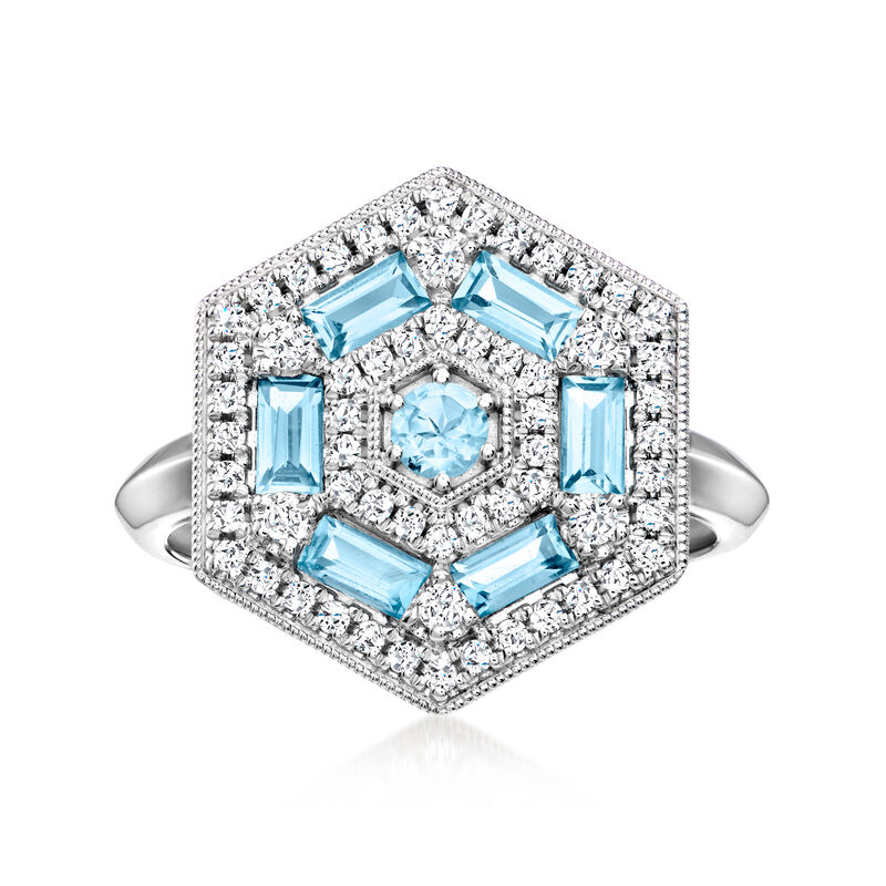 3.70 ct. t.w. Sky Blue and White Topaz Vintage-Style Ring in Sterling Silver image number 0