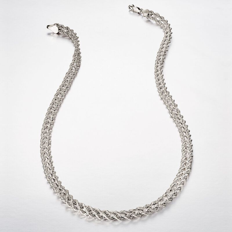 Sterling Silver Double Rope Chain Necklace image number 5
