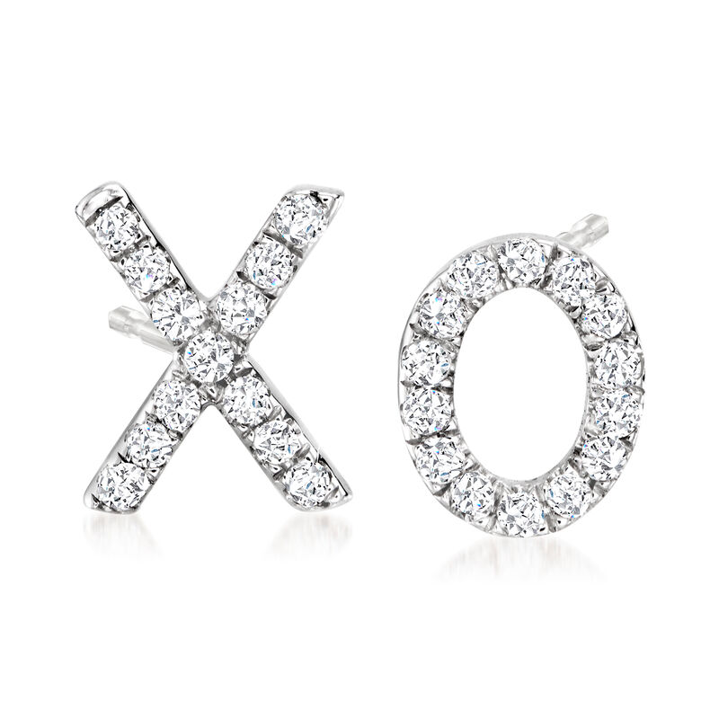 .10 ct. t.w. Diamond X/O Mismatched Earrings in 14kt White Gold image number 0