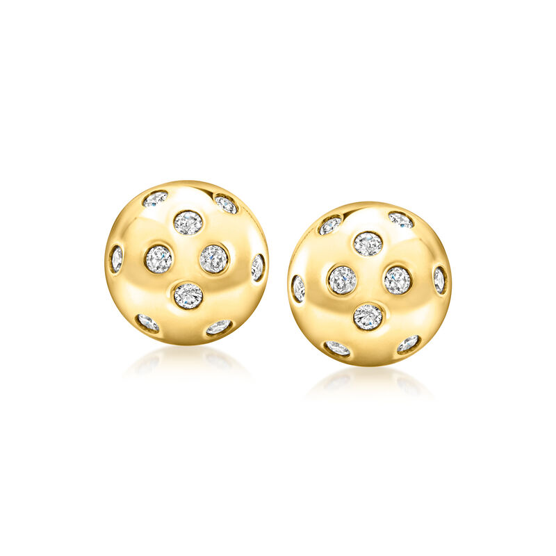 .50 ct. t.w. Diamond Button Earrings in 18kt Gold Over Sterling image number 2