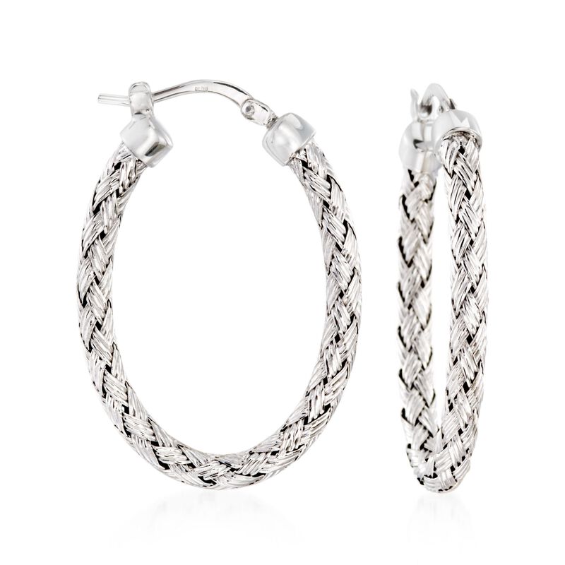 Charles Garnier &quot;Milan&quot; Sterling Silver Oval Hoop Earrings. 1 1/4&quot; image number 0