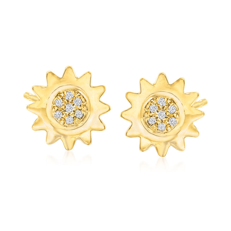 Diamond-Accented Sun Stud Earrings in 18kt Gold Over Sterling  image number 0