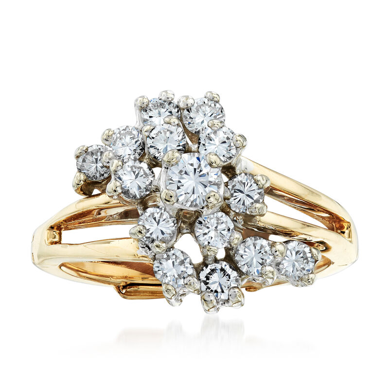C. 1980 Vintage 1.00 ct. t.w. Diamond Cluster Ring in 14kt Yellow Gold image number 0
