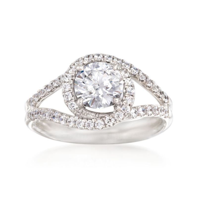 Simon G. .35 ct. t.w. Diamond Halo Engagement Ring Setting in 18kt White Gold image number 0