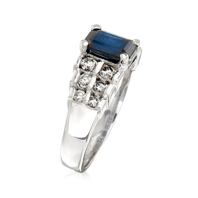 1.50 Carat Sapphire and .60 ct. t.w. Diamond Ring in 14kt White Gold image number 2