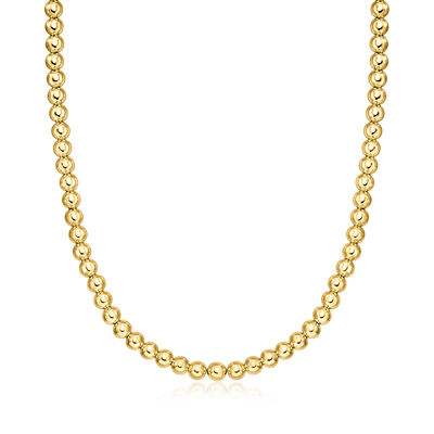 Italian 6mm 18kt Gold Over Sterling Bead Necklace