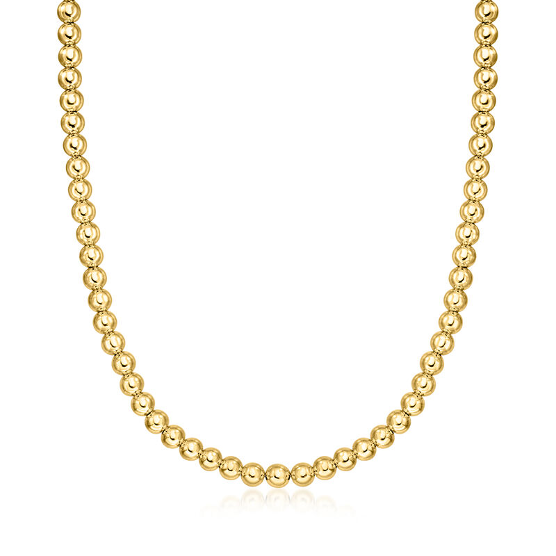 Italian 6mm 18kt Gold Over Sterling Bead Necklace image number 0