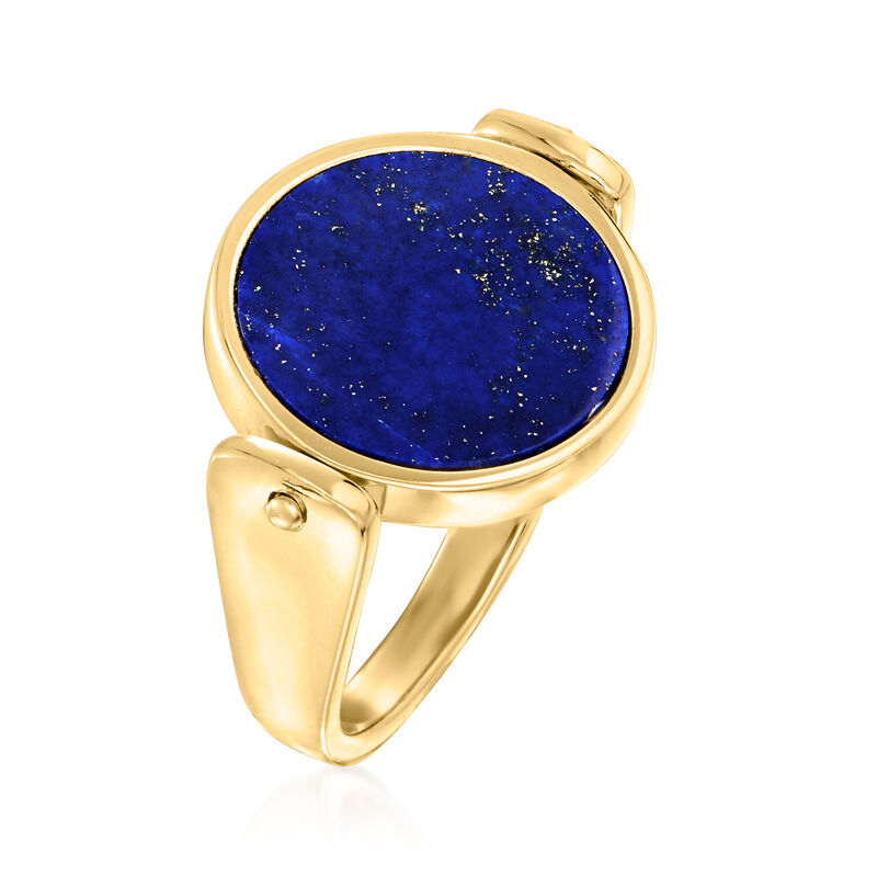 Italian Black Onyx and Lapis Flip Ring in 18kt Gold Over Sterling image number 3