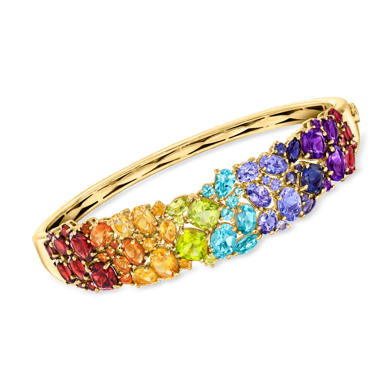 20.00 ct. t.w. Multi-Gemstone Bangle Bracelet in 18kt Gold Over Sterling image number 0