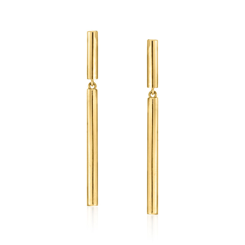 10kt Yellow Gold Linear Bar Drop Earrings  image number 0