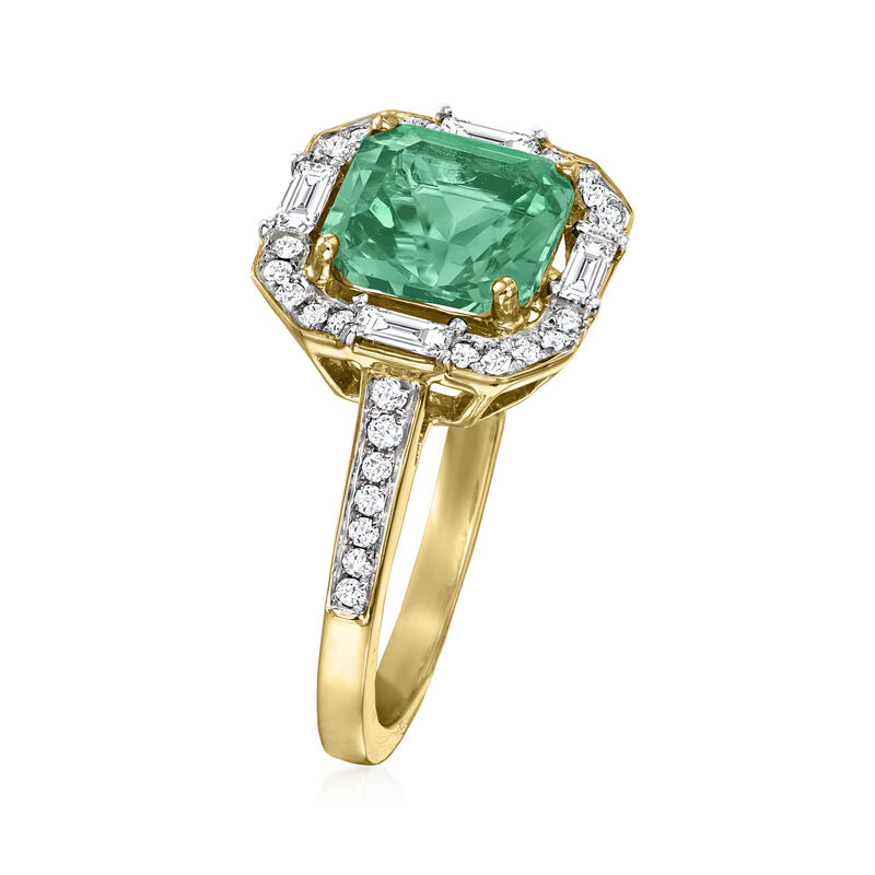 Green Fluorite Ring with .46 ct. t.w. Diamonds in 14kt Yellow Gold image number 2