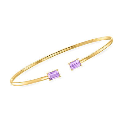 Italian 1.10 ct. t.w. Amethyst Cuff Bracelet in 14kt Yellow Gold