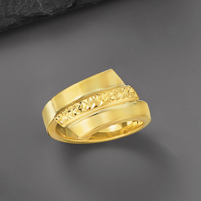 Italian 14kt Yellow Gold Diamond-Cut and Polished Ring image number 3