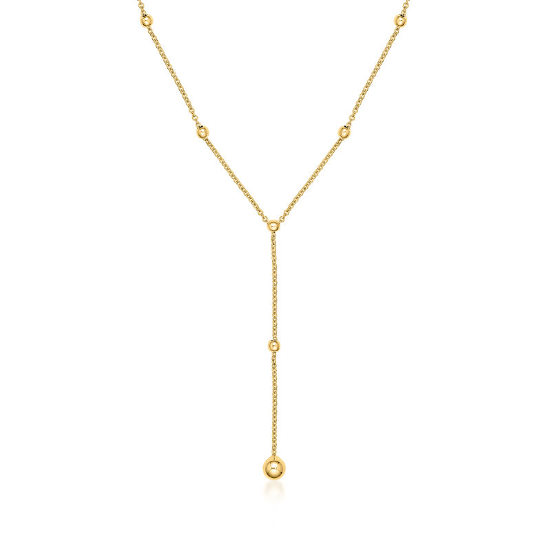 14kt Yellow Gold Bead Station Y-Necklace. 16" image number 0